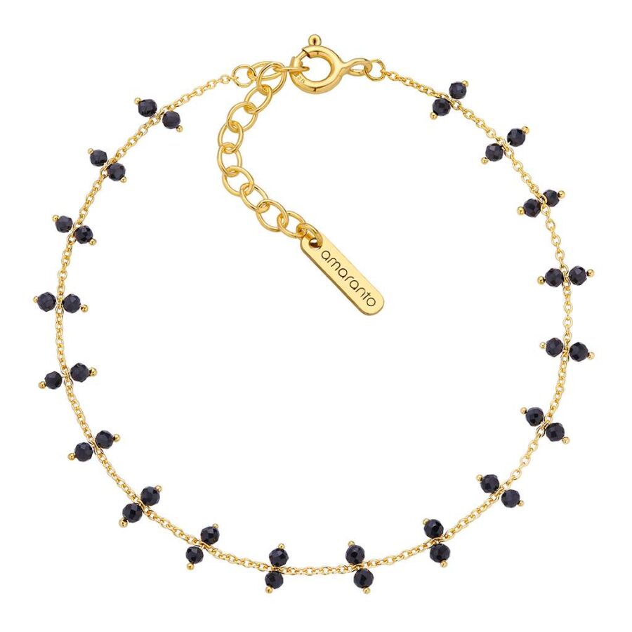 Złota bransoletka Dotty z czarnymi spinelami