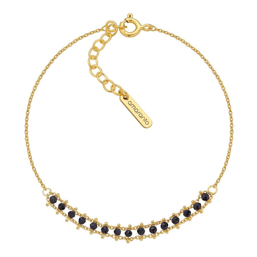 Złota bransoletka MIA Spinel z czarnymi spinelami